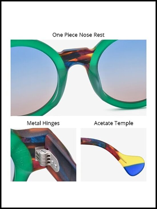 Matte Acetate Vintage Retro Round Polarized Sunglasses for Women main image 6